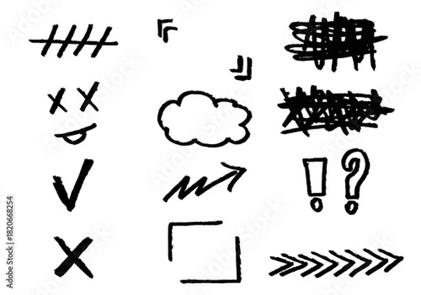Obraz Set of different hand drawn vector doodles.