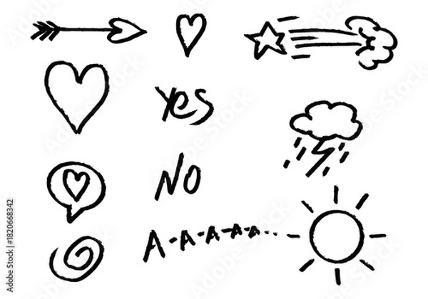 Obraz Set of different hand drawn vector doodles.