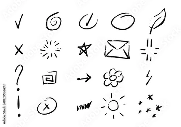 Obraz Set of different hand drawn vector arrows.