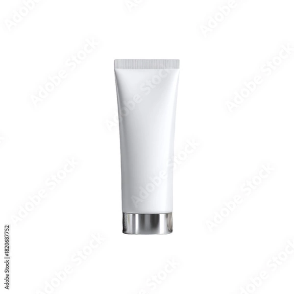 Obraz Skincare tube mockup with towels, flowers, and candles in relaxing spa setting wellness beauty cosmetic product presentation isolated on white background