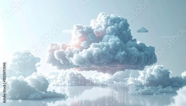 Obraz Bright blue sky cloud computing technology with an abstract light background