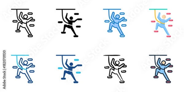 Obraz Wall climbing icon set multiple style collection 
