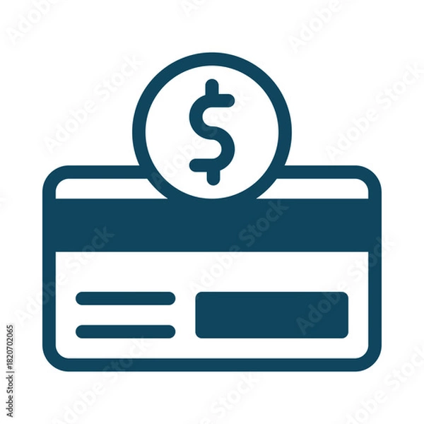 Fototapeta Credit card and dollar coin icon isolated on transparent background