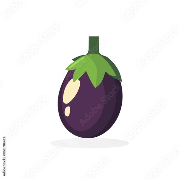 Fototapeta An Imaginary 2D flat icon_whole_eggplant, modern element in vector and EPS format_clean vector_isolated on a white background