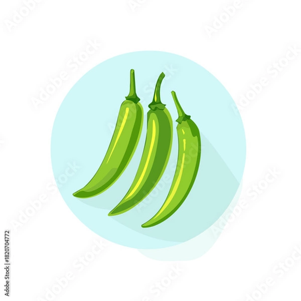 Fototapeta An Imaginary 2D flat icon_whole_green_chili, modern element in vector and EPS format_clean vector_isolated on a white background