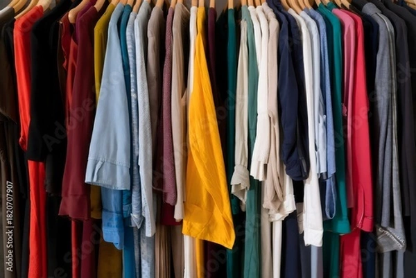Obraz Colorful Clothing Collection on Hangers - Fashion and Style Concept