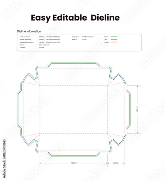 Obraz fast food tray box die line packaging die lines dieline template custom dieline cardboard box dieline pizza box dieline