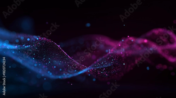 Obraz 流れる光の波の抽象的背景（AI、ビッグデータ、テクノロジー）