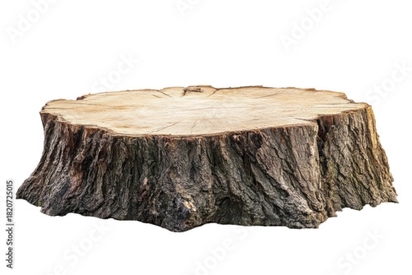 Obraz Rustic tree stump isolated on transparent background. Large tree stump isolated on white background.