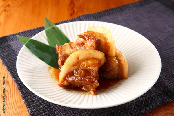 Obraz お皿に盛った煮豚