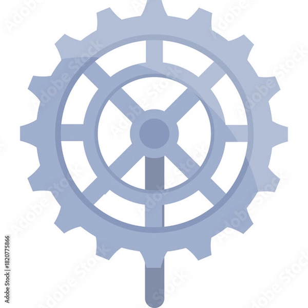 Fototapeta Isolated Light Blue Gear Illustration with Transparent Background Representing Mechanics and Industry