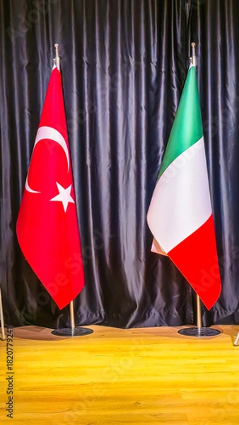 Obraz Turkey Italy Flags on Stage