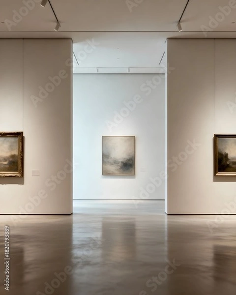 Obraz Minimalist Art Gallery Interior with Modern Blank Frames – Clean Exhibition Space