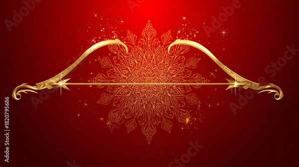 Obraz digital artwork featuring a golden bow