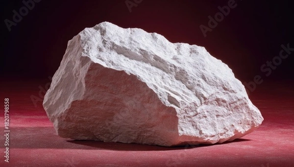 Obraz Rough white rock chunk on textured red surface, close-up