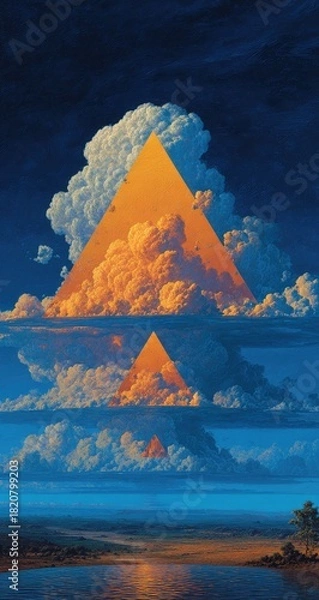 Obraz Triangle-shaped clouds in the sky over a landscape