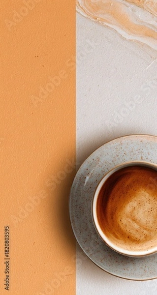 Obraz Cup of coffee, half peach background