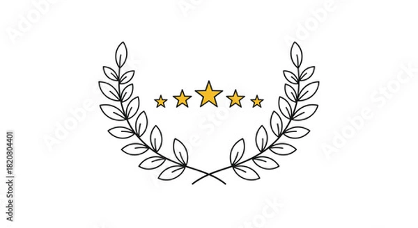 Obraz Elegant laurel wreath encircling five golden stars, symbolizing excellence, achievement, reward, and top-tier quality.