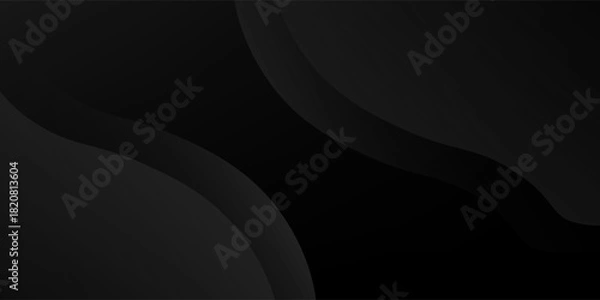 Obraz Dark black background abstract 3D geometric with wave effect decoration. Vector illustration