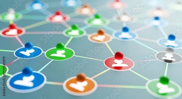 Obraz Vibrant Human Icon Network Illustrating Social Media Connections, Community, and Business Relationships