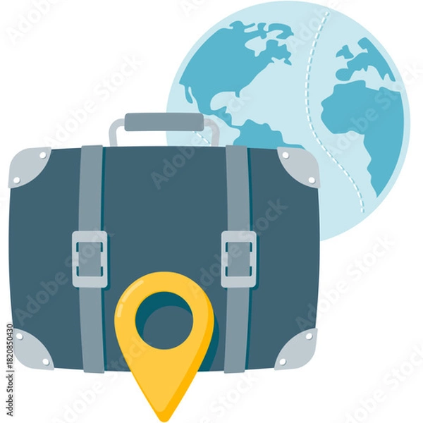 Obraz Vintage Suitcase with Location Pin