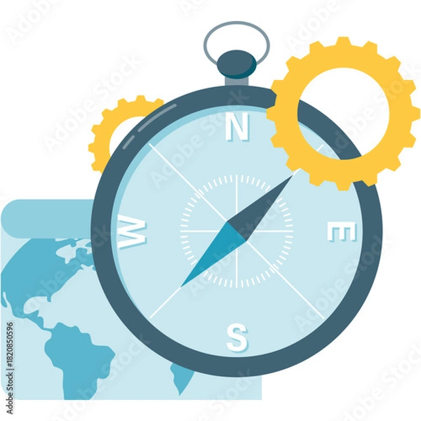 Obraz Classic Compass with Map