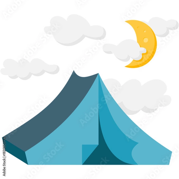 Obraz Tent with Crescent Moon and Clouds