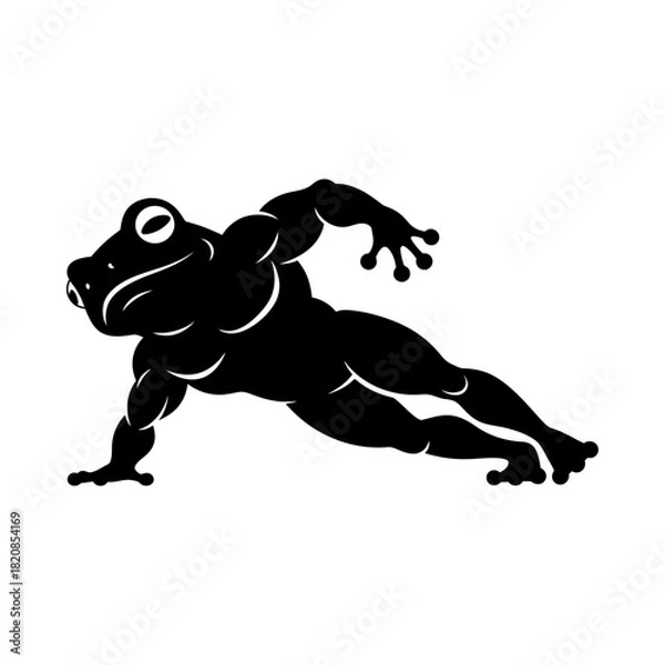 Obraz Fit Frog Silhouette Vector - Plank Pushup Pose Logo