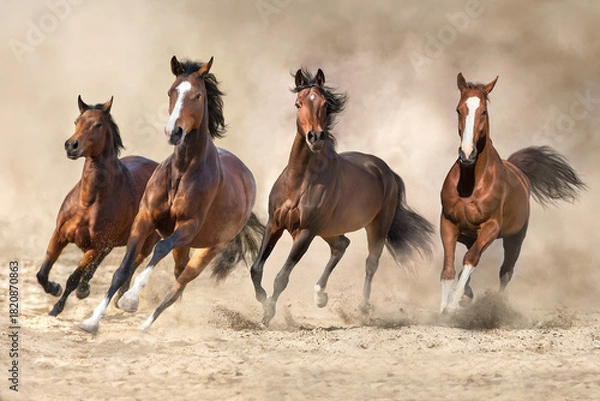 Obraz Horses run in desert
