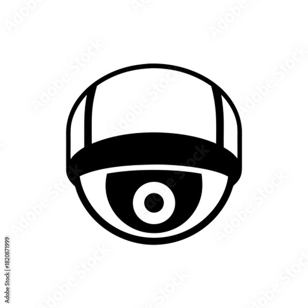 Fototapeta Illustration of a security camera in black and white on transparent background silhouette