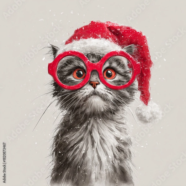 Fototapeta santa claus cat