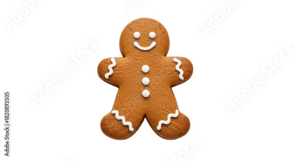 Fototapeta Classic Gingerbread Man Cookie Decorated with White Icing isolated PNG with Transparent Background
