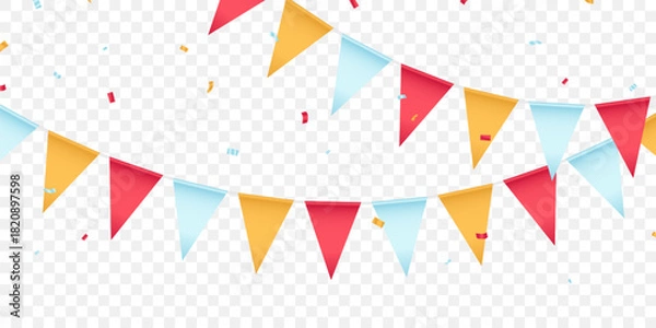 Obraz Colorful party flags background vector illustration for celebration.