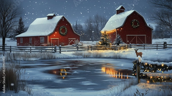 Obraz Country Christmas After Snowfall