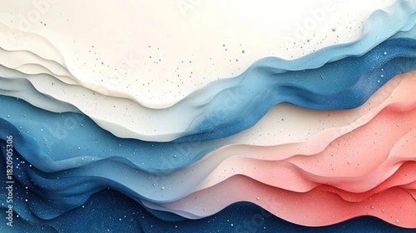 Fototapeta Blue White Pink Gradient Multi-Layer Wave Texture Water Drop Light Spot Fresh Background Wallpaper Web UI Design Material