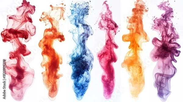 Obraz Colorful Ink Flow Decor Elements Red Orange Blue Purple Ink Effect UI Poster Decor Design Material