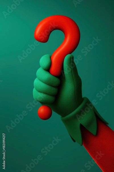 Obraz Elf Hand Holding Christmas Question Mark