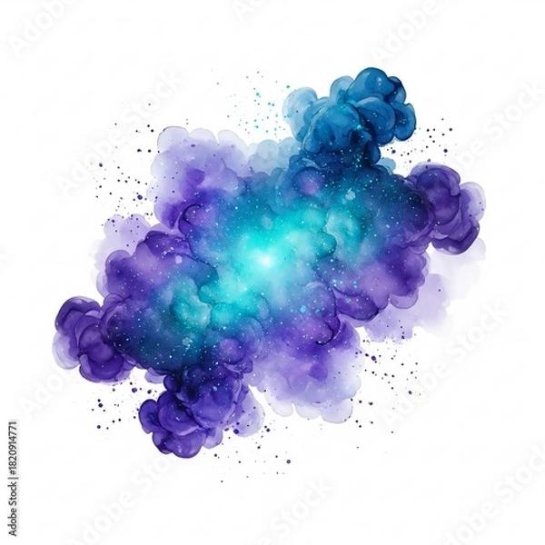 Obraz Colorful abstract smoke explosion isolated on white background