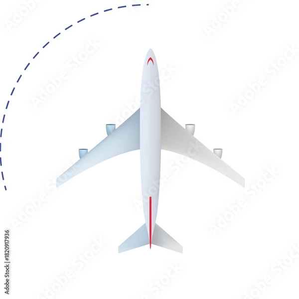 Fototapeta Top View of Commercial Airplane in Flight