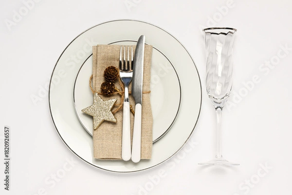 Obraz Christmas table setting