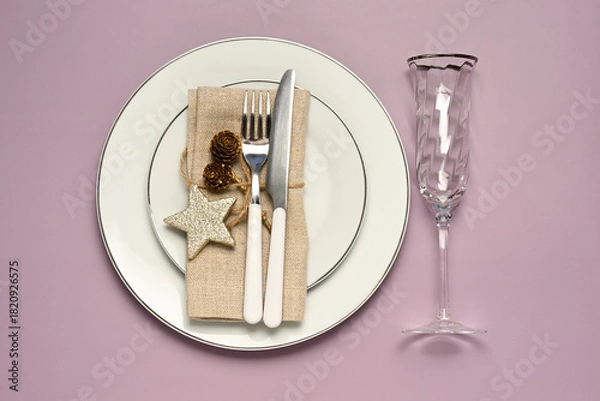 Obraz Christmas table setting