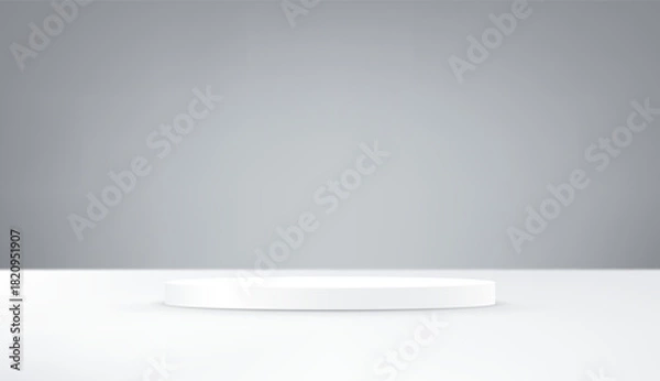 Obraz Gray background vector 3d with White podium Space for selling products on the website. Abstract wallpaper design with copy space to display your products. Vector illustration.