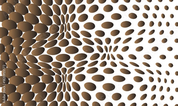 Fototapeta Abstract brown colour gradient polka dot halftone envolbe wave distorted pattern background suitable for fashion textiles, graphics