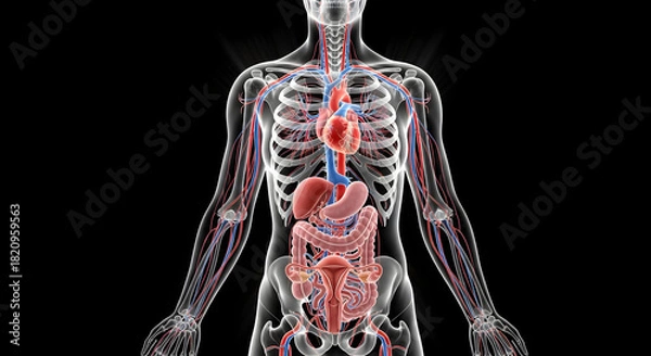 Fototapeta Human Anatomy Illustration Showing Internal Organs