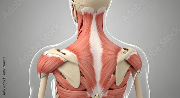 Fototapeta Back Anatomy Showing Muscles and Bones Structure