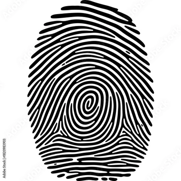 Fototapeta Woodcut Style Vector Fingerprint Icon for Human Rights Day, symbolizing unique identity, security, and personal freedom.