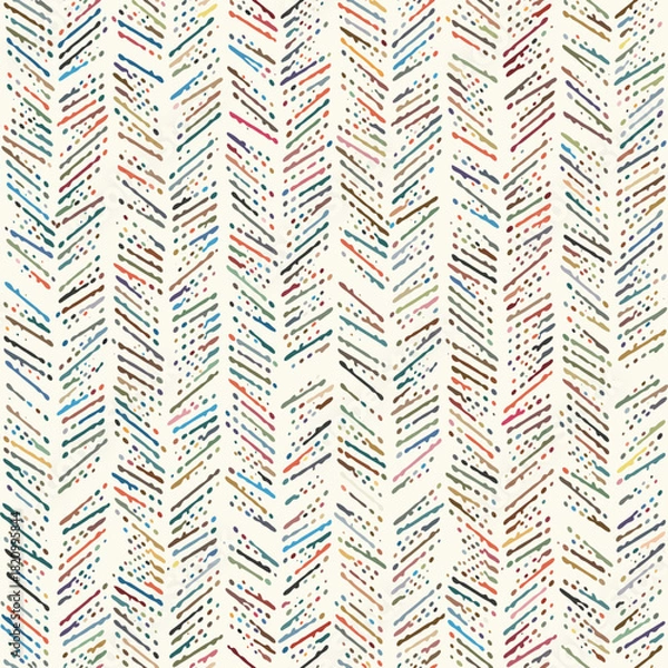 Fototapeta Multicolor Dotted Line Herringbone Pattern