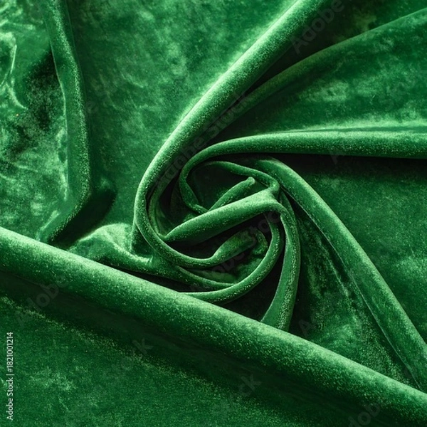 Obraz Luxurious Emerald Green Velvet Fabric with Soft Texture and Elegant Draping.
