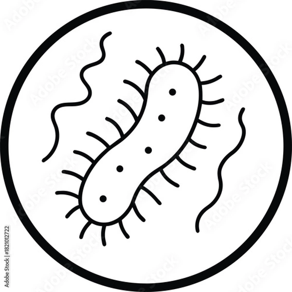 Obraz Microorganism bacteria cell single line art drawing


