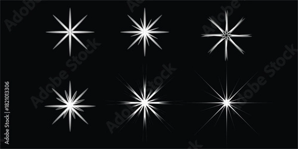 Fototapeta Abstract winter seamless vector star pattern with decorative snowflakes and ice-cold holiday illustration design